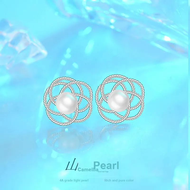 Andaozi Pearl Stud Earrings Women's-1