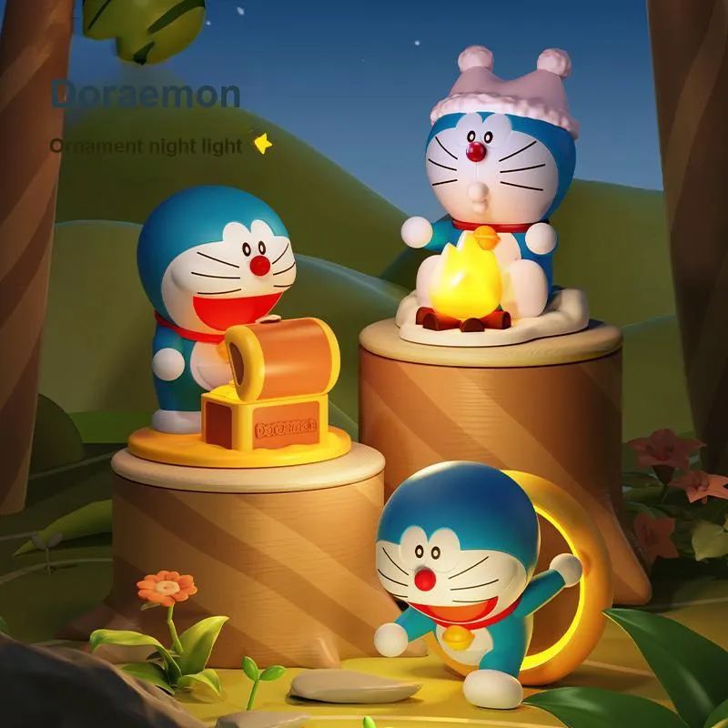 ROCK Doraemon Characters Ornament Night Light Cute Styling Comfortable Warm Light Chibi Figures-19