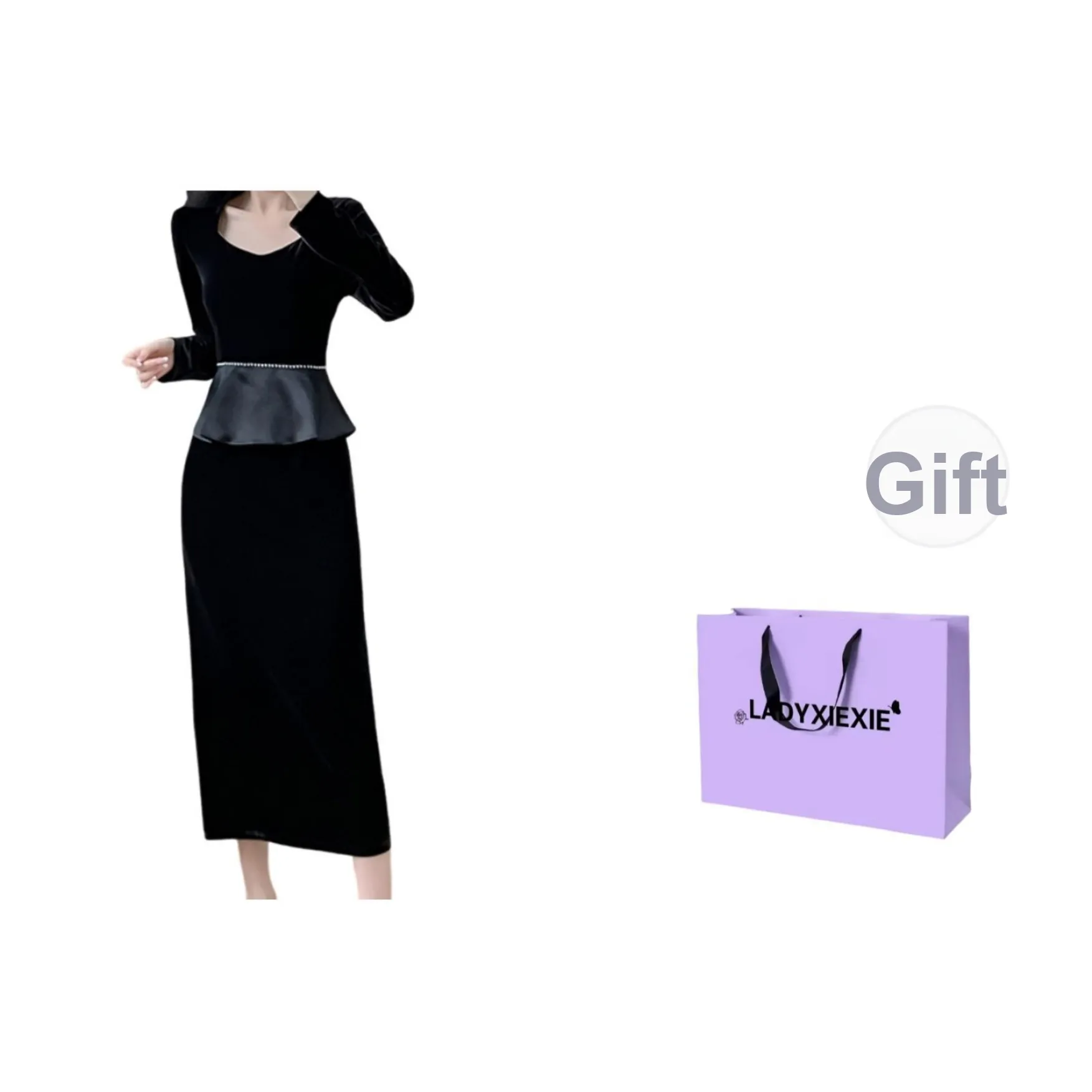 LADYXIEXIE Длинное платье с длинными рукавами женское