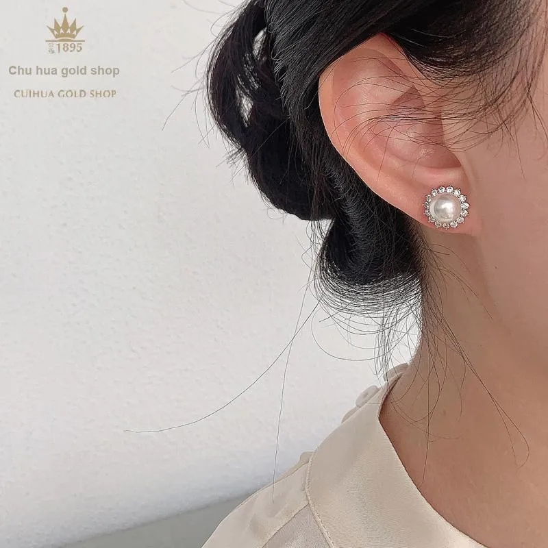 Cuihua Gold Shop Pearl Stud Earrings Women's-3
