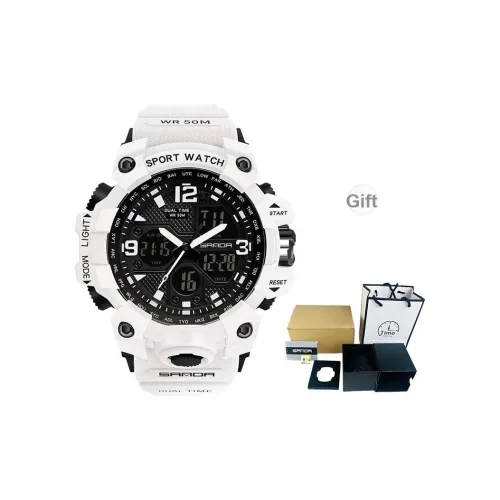 Sanda Электронный + Кварц Механизм TPU Ремешок Часы Унисекс Черный Циферблат