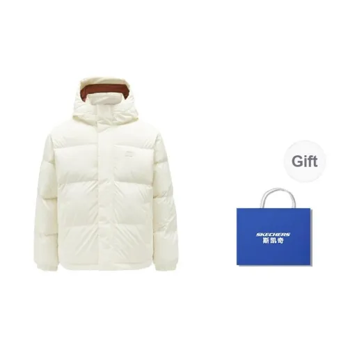 Skechers Down Jacket Unisex Cream Beige White