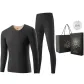 Men's Clothing Sets (Dark Carbon Gray) Merino Wool Heating/Seamless Round Neck/Mulberry Silk Skin-Friendly