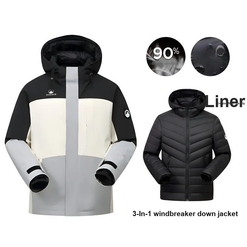 Yalu Parka Outdoor Casual Liner Can Be Worn Alone 3 in 1 Coat Down Jacket Unisex-2