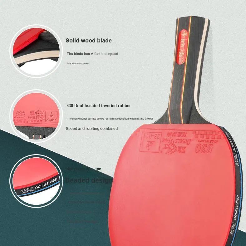 DOUBLEFISH Ping Pong Paddles Unisex Solid Wood-3