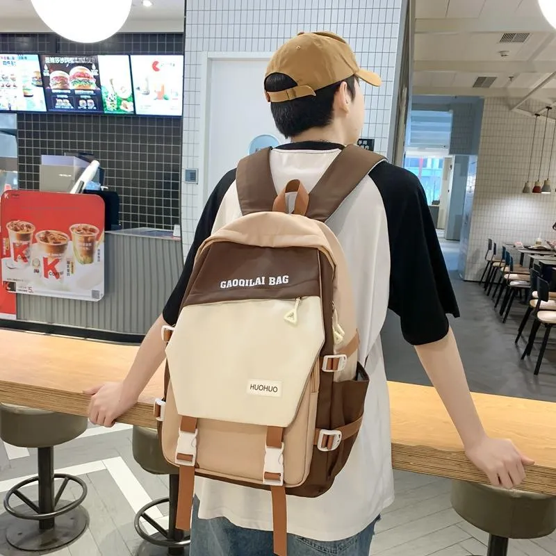 Single Warehouse Nylon Backpack Unisex Multicolor-11