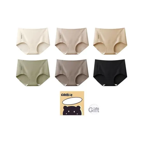 Rich Dragon [6 пачек] Экрю + Лотосовый корень Бежевый + Темная кожа + Серо-зеленый + Темно-коричневый + Элегантный черный Женские трусики-бикини