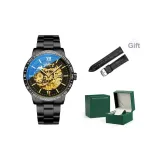 J8014G2 Black Gold-Plated Steel[Premium Green Box+Crocodile Leather Strap]
