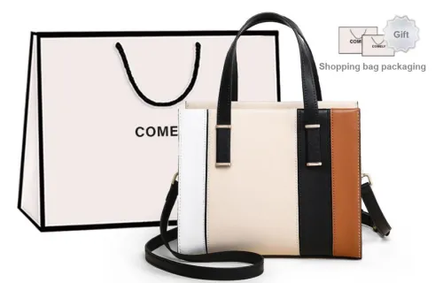 COMELY Handbags Ecru Patchwork