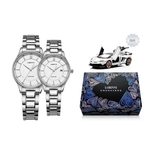 LOBINNI L Минималистский стиль Мода Парные Часы Кварцевый механизм Ремешок из нержавеющей стали Часы Унисекс Белый циферблат