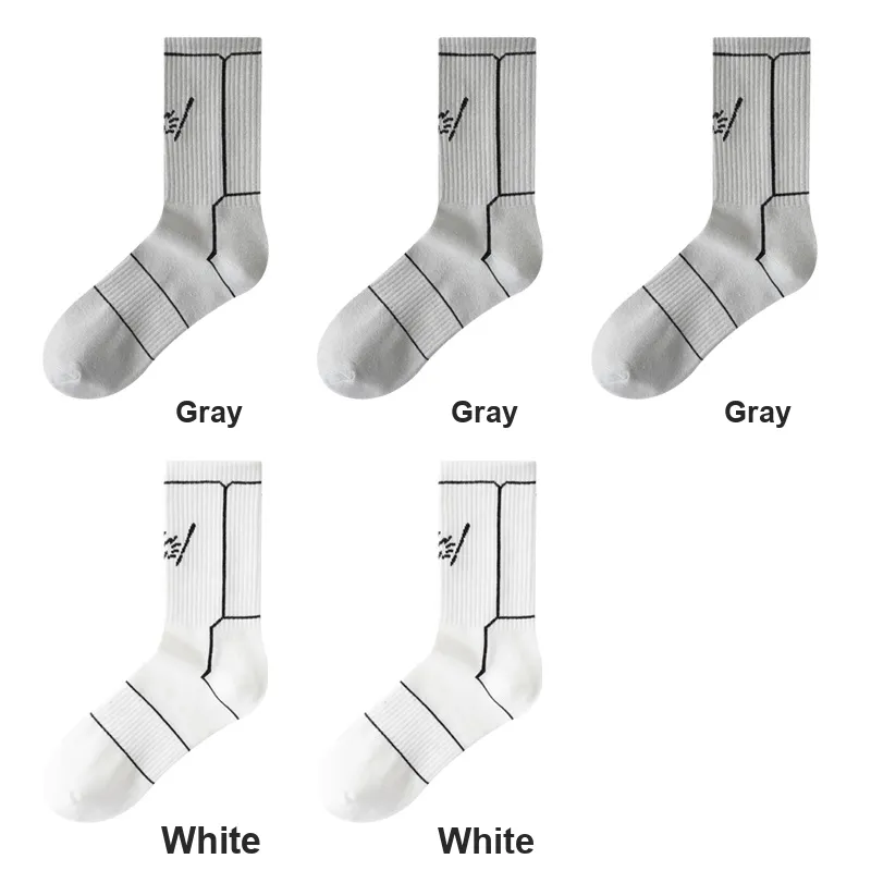 H YXIANG Mid Calf Socks Unisex 5 Pack-23