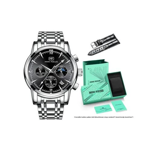 MINIFOCUS Кварцевый механизм ремешок из нержавеющей стали черный циферблат мужские часы