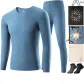 V-Neck Clothing Sets (Static Blue) Heat-Free/Includes 2 Pack Socks+Shopping Bag