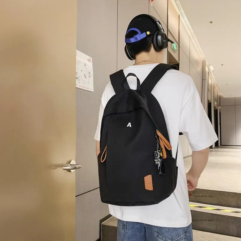 Parker Bear Nylon Backpack Unisex Black/White/Khaki/Blue-4