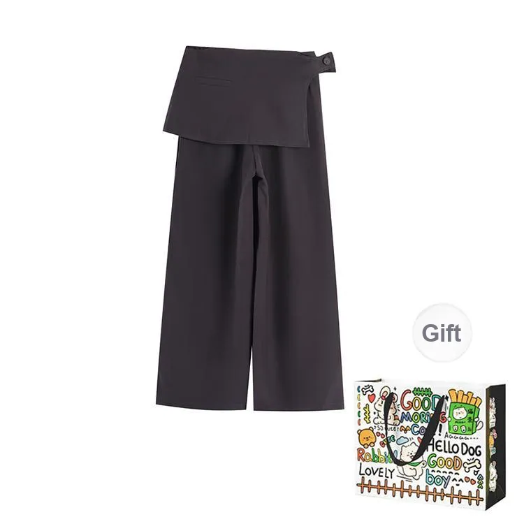PZHK Casual Pants Women's Gray-1