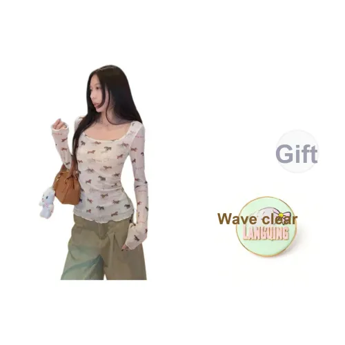 LANGQING Веселье Щенок Топ Включает Wangqing Бренд Наклеенный Женские T Рубашки