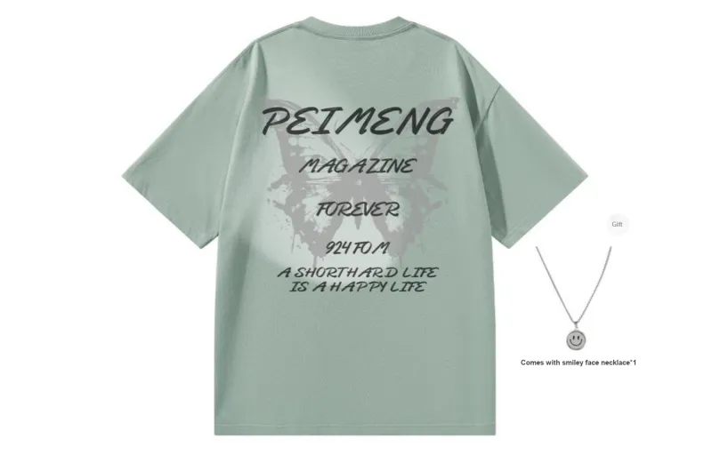 PEIMENG Short Sleeved T Shirts Unisex Comes With Necklace-24