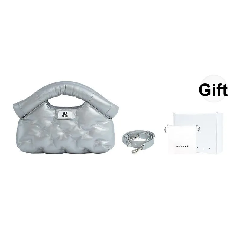 Karkki Handbags Cool Silver Pearl Luster Silver M