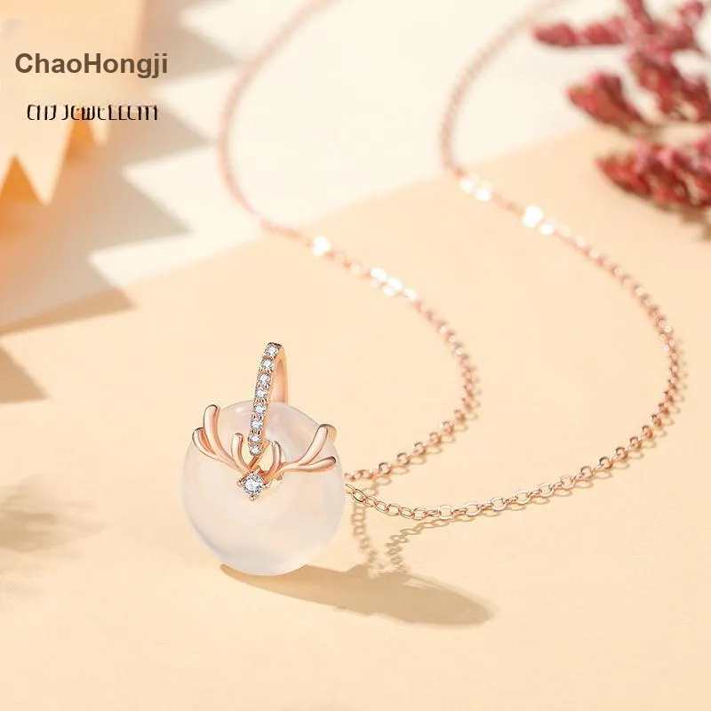 CHAOHONGJI Natural Chalcedony Necklaces Women's-2
