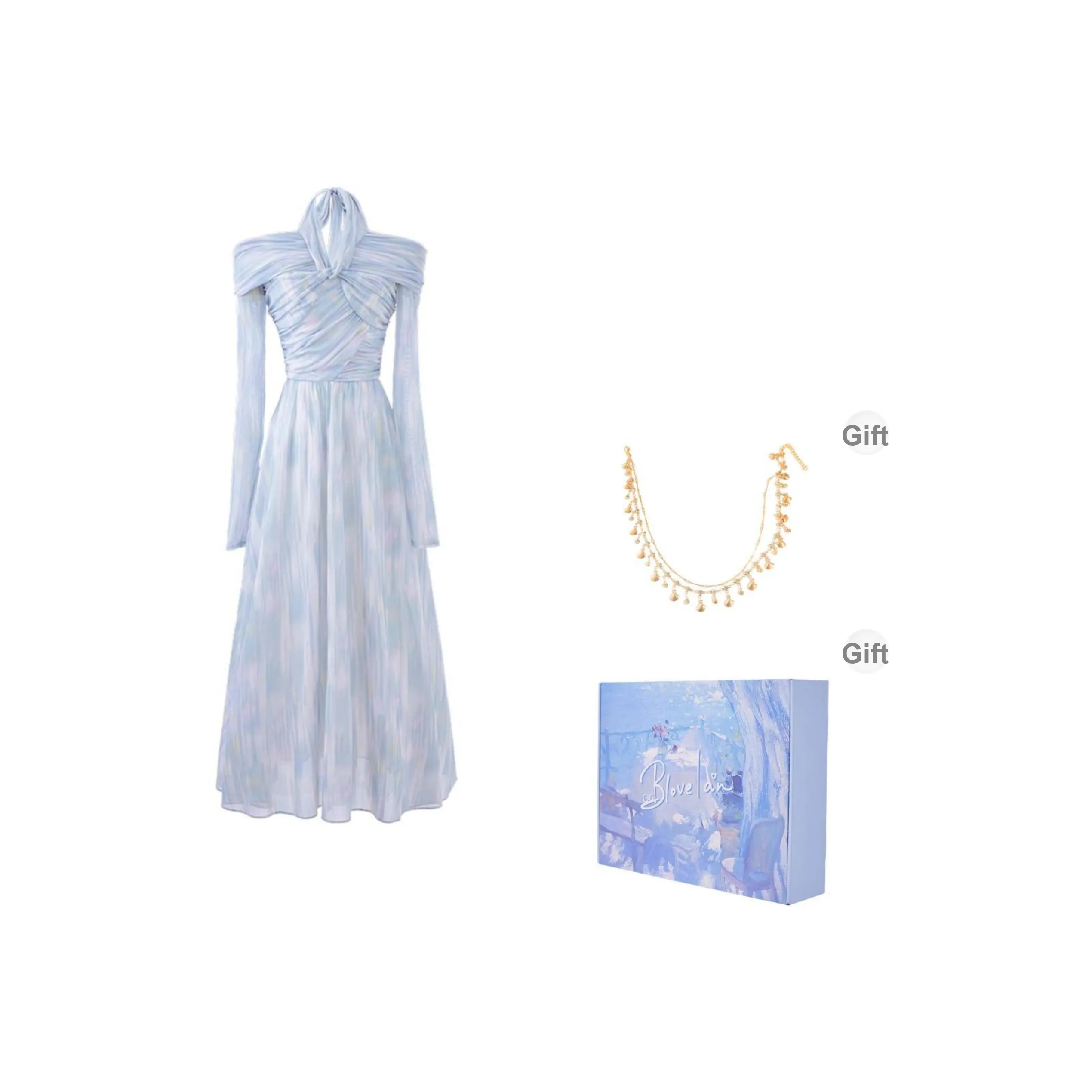 Blovelan Длинное платье с длинными рукавами женское