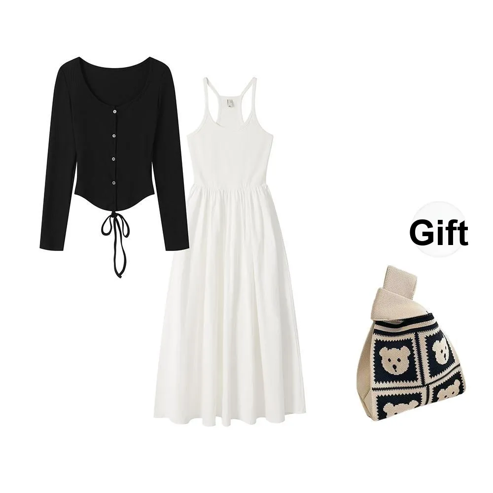 BDGU Комплект с юбкой Женские Черный Белый