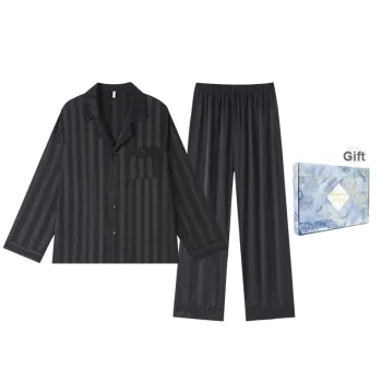 MADALLO Pajama Set Men's Black Stripes