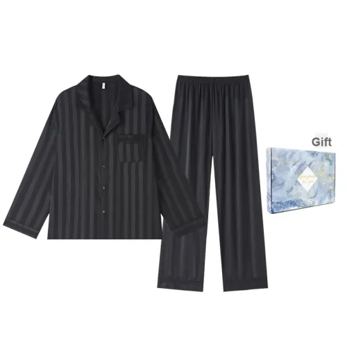 MADALLO Pajama Set Men's Black Stripes