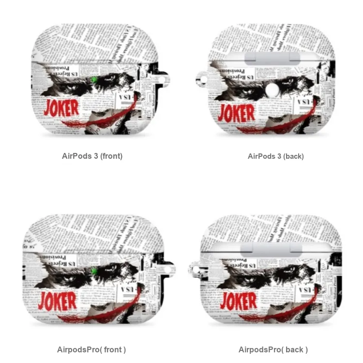 LANGOU Compatible With AirPods 1/2/3/4/Pro/Pro 2 PC Matte Newspaper Joker Headphone Cases-1