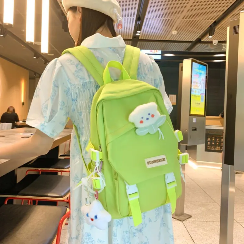 URBAN FOREST Nylon Backpack Unisex Green/Blue/Orange/Black/White-2