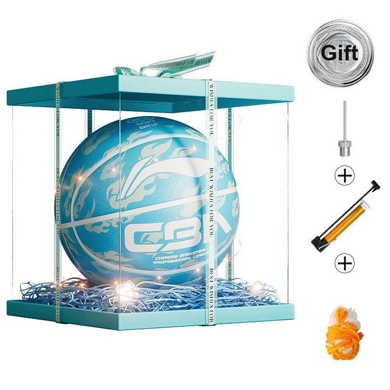 LiNing CBA Collection Rubber Basketball Dark Blue/Light Blue Size 5 Glow In The Dark Unisex-6