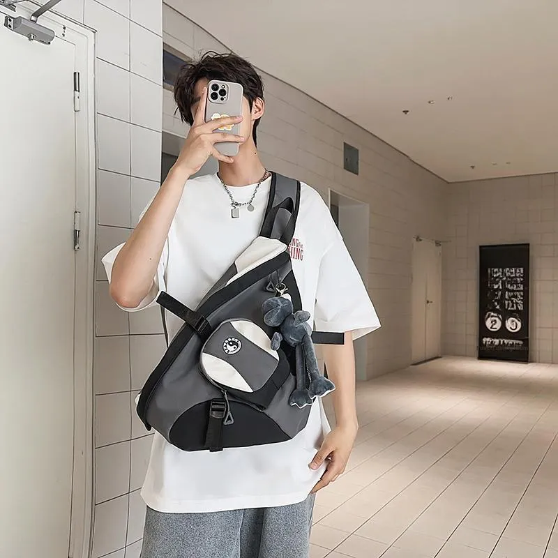 BUBM Nylon Sling Bag Unisex Black/grey/green/light Blue-11