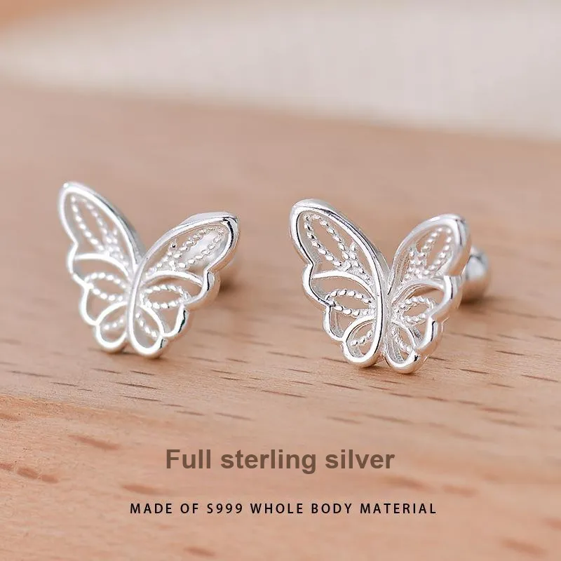AAJF S999 Fine Silver Stud Earrings Women's-2
