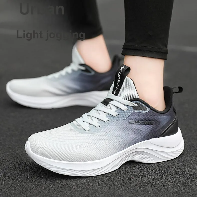 QIAODAN Anti Slip Wear Resistant Low Top Casual Running Shoes Men's Gray Black-2