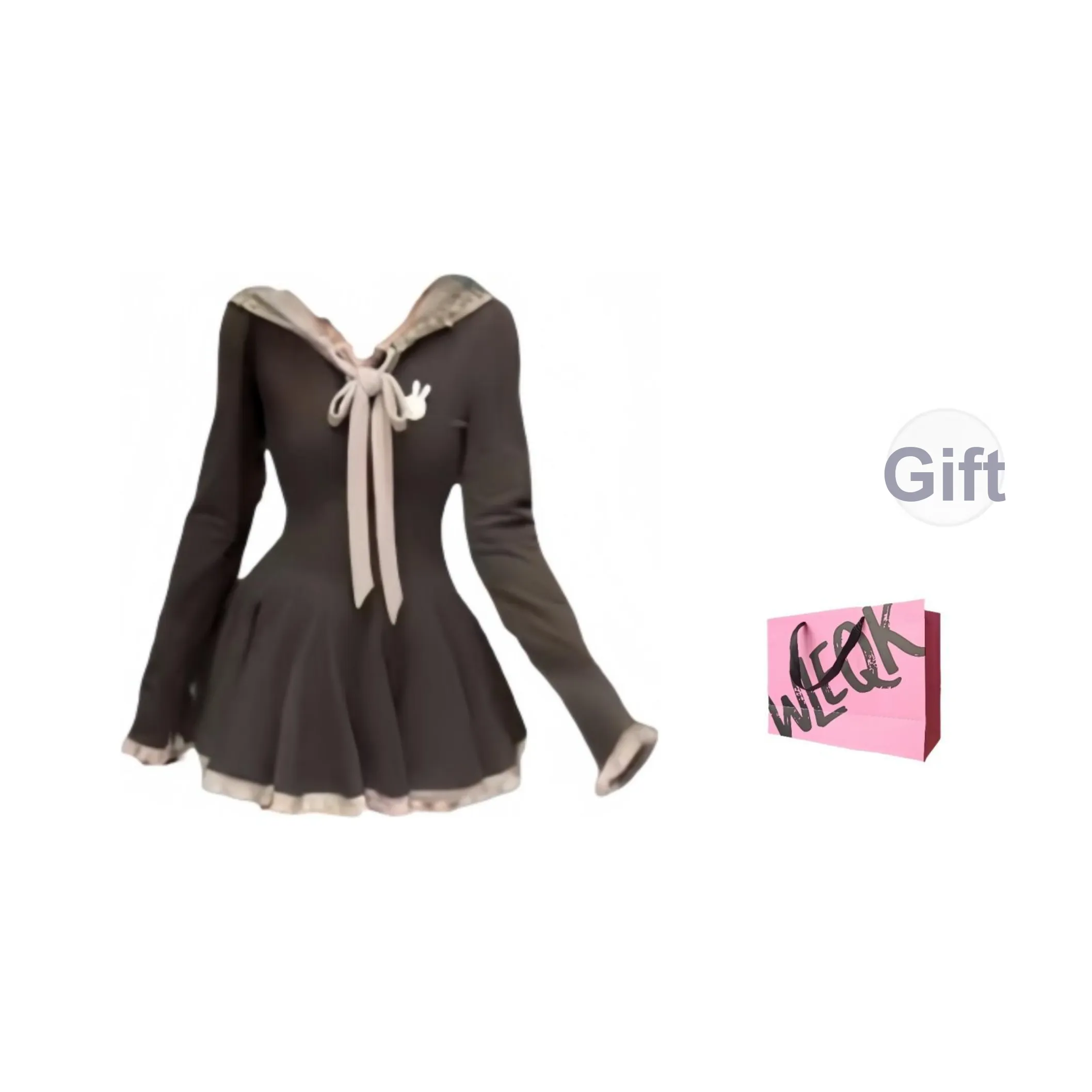 WLEQK Длинное платье с длинными рукавами женское