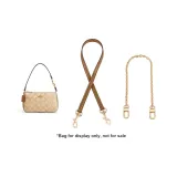 Coach Milk Tea 1.1cm Width Plain Weave Gold Buckle Underarm 65cm+Free Decorative Chain 40cm