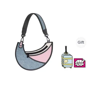 JumpFromPaper Synthetic Leather Spandex Portable Crossbody Bag Shoulder Bag Regular Women's Denim Pink/Angel Blue
