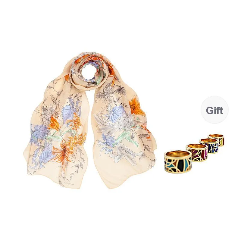 MARJAKURKI Silk Long Scarf Women's-0