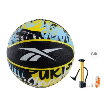 Reebok Rubber Basketball Blue Yellow Size 7 Street Training Competition Unisex