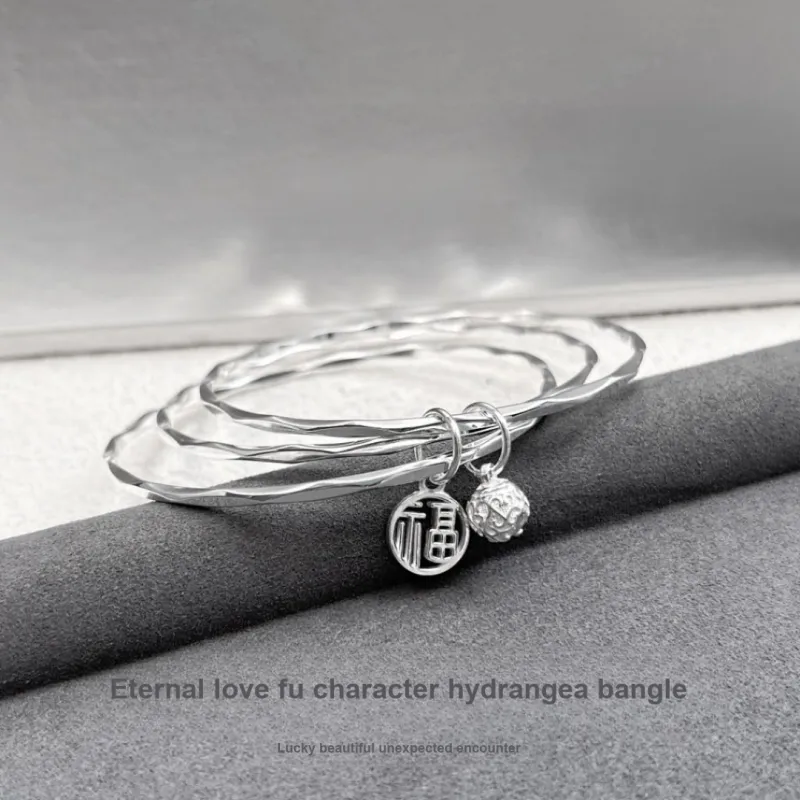 HAOYINFANG 999 Fine Silver Sterling Silver Bracelets Women's-2