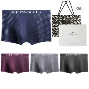 SEPTWOLVES Boxer Shorts Men's 4 Pack Gift Box Set+Shopping Bag