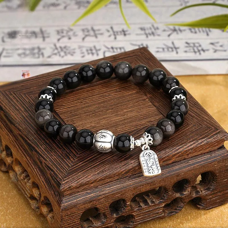 JINJI Natural Obsidian Bracelets Unisex-2
