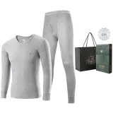 Men's V-Neck Clothing Sets (Light Heather Gray) 100% cotton, Skin-Friendly, and 3A Antibacterial