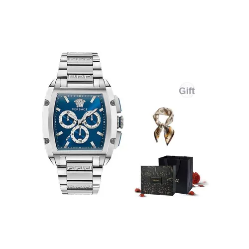 VERSACE Мужские часы Кварцевый механизм Резина Нержавеющая сталь Силиконовый ремешок 42 Синий циферблат