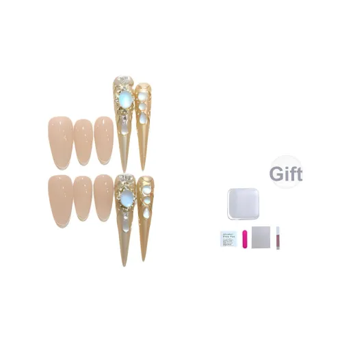 A Few More Cute Дворцовый Центральная часть Броня Премиум Feel False Nail Длинный Золотой Телесный Flashing