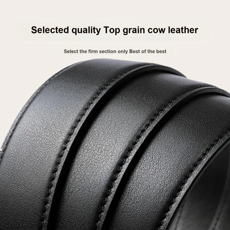 GOLDLION Alloy Leather Belts Men's Black 3.5cm-13