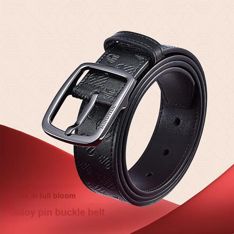 HLA Split Cow Leather Belts Men's 34MM-1