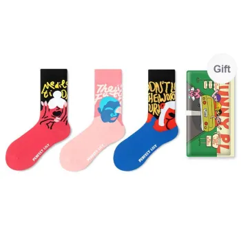 PL Mid Calf Socks Unisex Shopping Bag 3 Pack Mixed Color