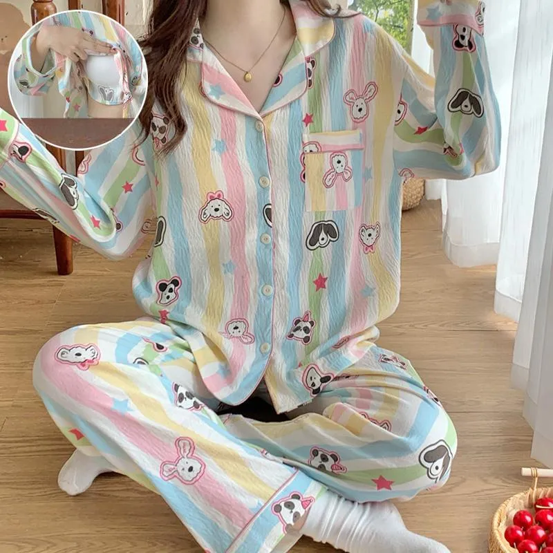 Qiao Ni Tong Pajama Set Women's Rainbow-2