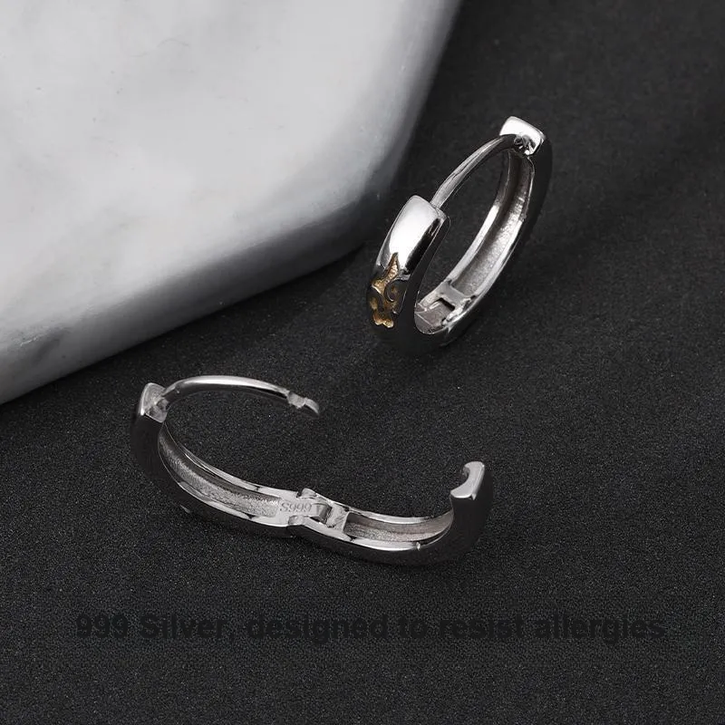 FOREVER MELODY 999 Fine Silver Earrings Men's-2