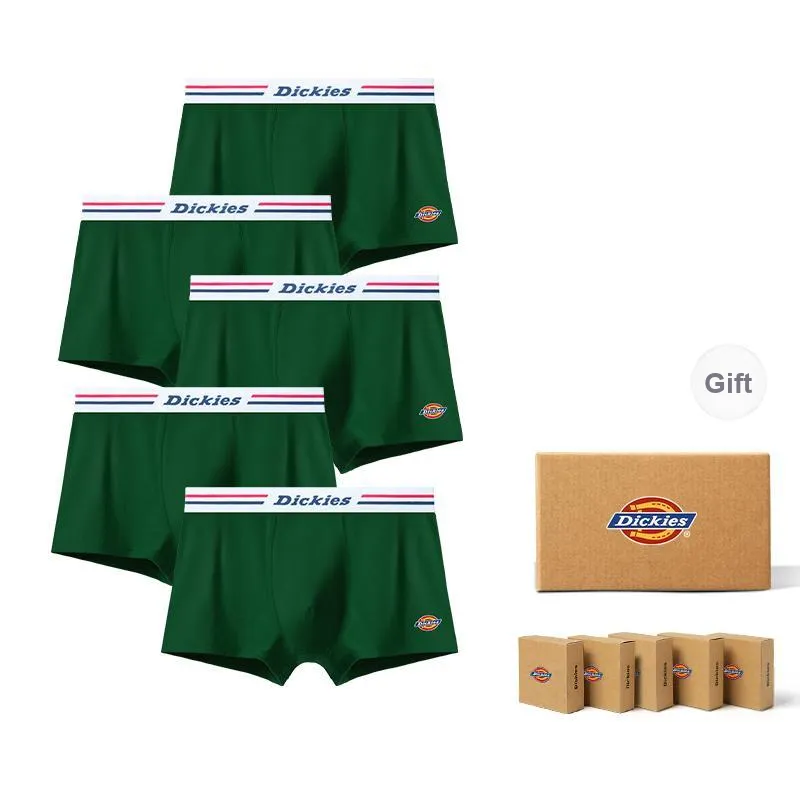 Dickies Underpants Men's Seamless Print LOGO Breathable Skin Friendly Sports Square Panty Gift Box Combo Set-38